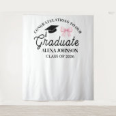 Pink Bow Class Of 2026 Graduation Backdrop Wandteppich (Vorderseite)