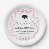 Pink Bow Class Of 2026 Graduation Cap Graduate Pappteller (Vorderseite)