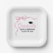 Pink Bow Class Of 2026 Graduation Party Pappteller (Vorderseite)