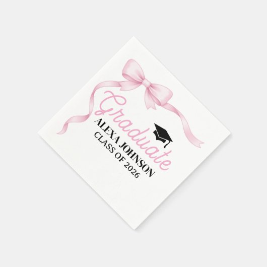 Pink Bow Class Of 2026 Graduation Serviette (Ecke)