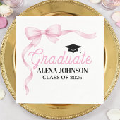 Pink Bow Class Of 2026 Graduation Serviette