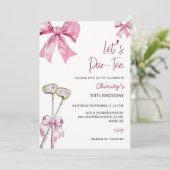 Pink Bow & Club Golf Zum Geburtstag Einladung Par (Stehend Vorderseite)