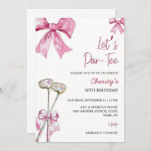 Pink Bow & Club Golf Zum Geburtstag Einladung Par (Vorne/Hinten)