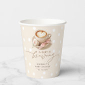Pink Bow Coffee Baby Is Brewing Girl Baby Shower Pappbecher (Rückseite)