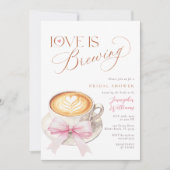 Pink Bow Coffee Brautparty Einladung (Vorderseite)