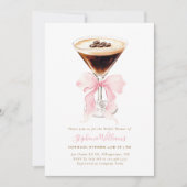 Pink Bow Coffee Bridal Shower Einladung (Vorderseite)