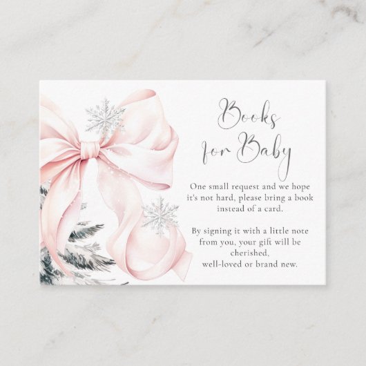 Pink Bow Cold Outdoor Baby Duschbücher für Baby Begleitkarte (Vorderseite)