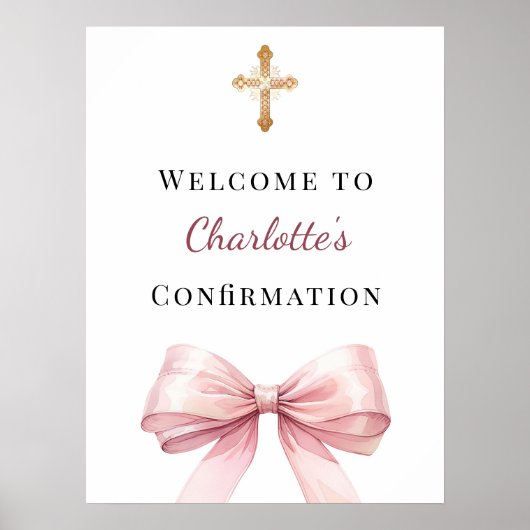 Pink bow Confirmation welcome Poster (Vorne)