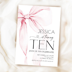 Pink Bow Coquette 10. Geburtstag Einladung
