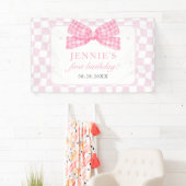Pink Bow Coquette 1. Geburtstag Party Banner (Insitu)
