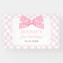 Pink Bow Coquette 1. Geburtstag Party Banner