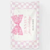 Pink Bow Coquette 1. Geburtstag Party Banner (Vertikal)