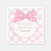 Pink Bow Coquette 1. Geburtstag Party Serviette (Vorderseite)