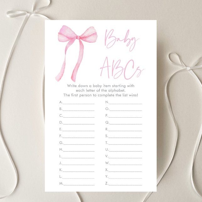 Pink Bow Coquette ABCs Baby Shower Game (Von Creator hochgeladen)