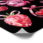 Pink Bow Coquette Ästhetik Y2k Cherry Strawberry Poster (Ecke)