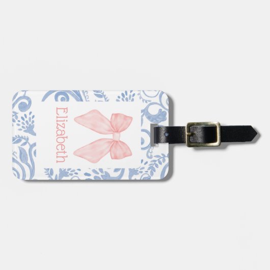 Pink Bow Coquette Ästhetische Kinder Schultasche T Gepäckanhänger (Vorderseite horizontal)