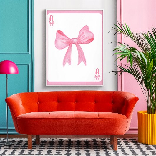Pink Bow Coquette Ästhetische Spielkarte Poster