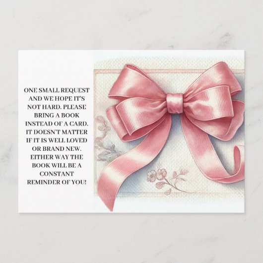 Pink Bow Coquette Baby Duschbücher für Baby Begleitkarte (Vorderseite)