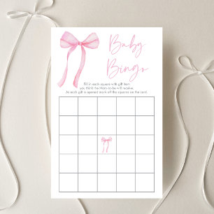 Pink Bow Coquette Baby Dusche Bingo Spiel