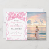 Pink Bow Coquette Baby Dusche Foto Einladung (Vorderseite)