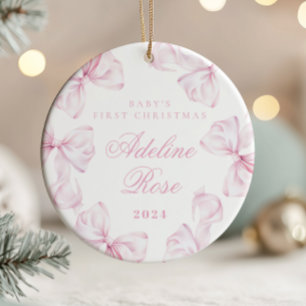 Pink Bow Coquette Baby Girl Ornament