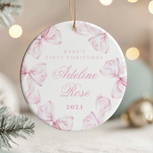 Pink Bow Coquette Baby Girl Ornament