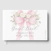 Pink Bow Coquette Baby Girl Shower Gästebuch (Vorderseite)