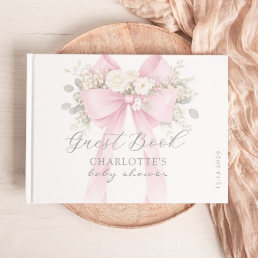 Pink Bow Coquette Baby Girl Shower Gästebuch