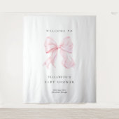 Pink Bow Coquette Baby Shower Backdrop Wandteppich (Vorderseite)