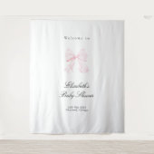 Pink Bow Coquette Baby Shower Backdrop Wandteppich (Vorderseite)