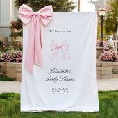 Pink Bow Coquette Baby Shower Backdrop Wandteppich