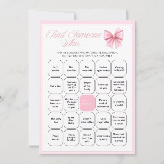 Pink Bow Coquette Babydusche - bestellbarer Name, Einladung (Vorderseite)