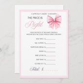 Pink Bow Coquette Babydusche - bestellbarer Name, Einladung (Vorne/Hinten)