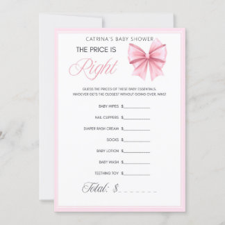 Pink Bow Coquette Babydusche - bestellbarer Name,  Einladung