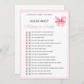 Pink Bow Coquette Babydusche - bestellbarer Name, Einladung (Vorne/Hinten)