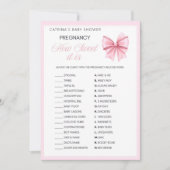 Pink Bow Coquette Babydusche - bestellbarer Name,  Einladung (Vorderseite)