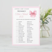 Pink Bow Coquette Babydusche - bestellbarer Name, Einladung (Stehend Vorderseite)