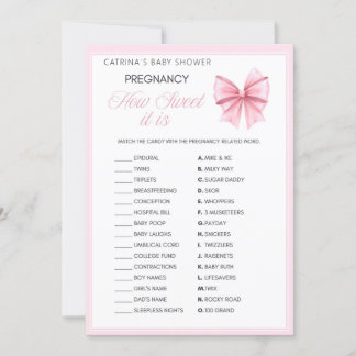 Pink Bow Coquette Babydusche - bestellbarer Name,  Einladung