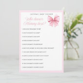 Pink Bow Coquette Babydusche - bestellbarer Name, Einladung (Stehend Vorderseite)