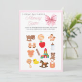 Pink Bow Coquette Babydusche - bestellbarer Name,  Einladung (Stehend Vorderseite)