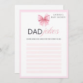 Pink Bow Coquette Babydusche - bestellbarer Name, Einladung (Vorne/Hinten)