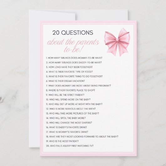 Pink Bow Coquette Babydusche - bestellbarer Name, Einladung (Vorderseite)