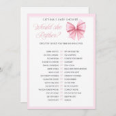 Pink Bow Coquette Babydusche - bestellbarer Name, Einladung (Vorne/Hinten)