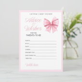 Pink Bow Coquette Babydusche - bestellbarer Name, Einladung (Stehend Vorderseite)