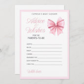 Pink Bow Coquette Babydusche - bestellbarer Name, Einladung (Vorne/Hinten)