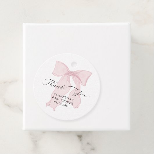 Pink Bow Coquette Babydusche Geschenkanhänger (Beispiel)