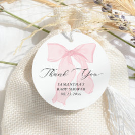 Pink Bow Coquette Babydusche Geschenkanhänger