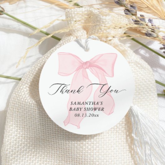 Pink Bow Coquette Babydusche Geschenkanhänger