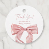 Pink Bow Coquette Babydusche Geschenkanhänger (Vorderseite)