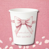 Pink Bow Coquette Babydusche Pappbecher